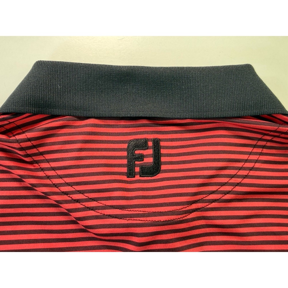 FootJoy ProDry Lisle Pine Valley Red Striped Performance Golf Polo XL - Picture 6 of 13